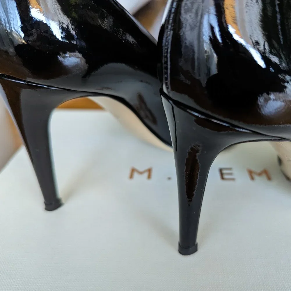 M. Gemi Black Patent Leather Pointed-Toe Pumps